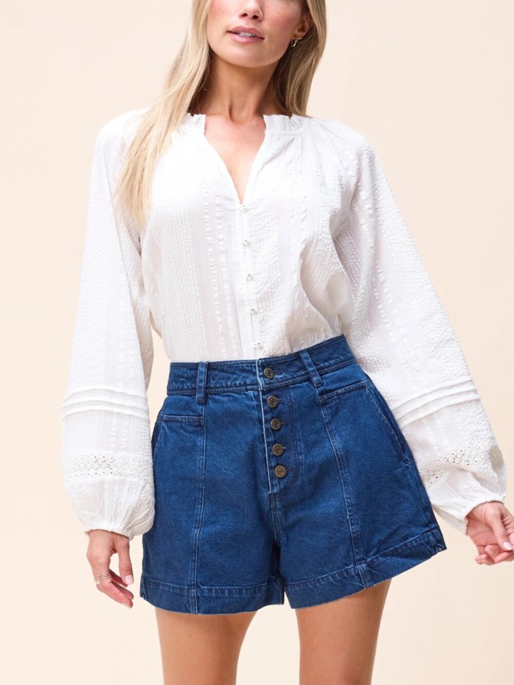 Cleobella Alicia Blouse in Ivory Size Large NWT
